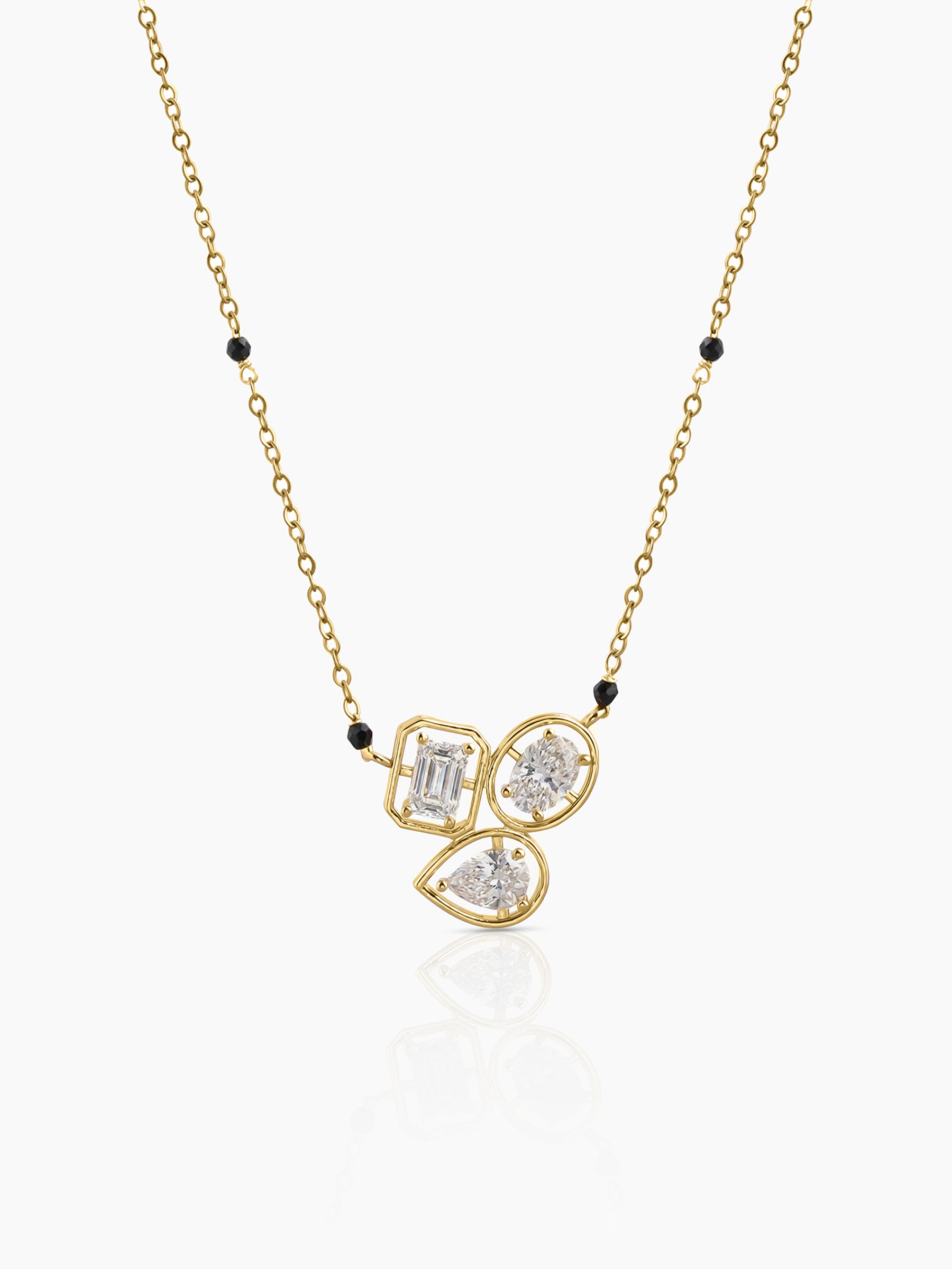 Nivara Trio Solitaire 18K Gold Tone
 Plated Diamond Mangalsutra