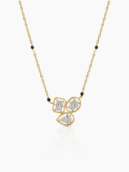 Nivara Trio Solitaire 18K Gold Tone
 Plated Diamond Mangalsutra