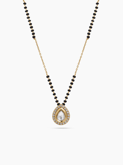 Niya Teardrop Solitaire Diamond 18K Gold Plated Women's Chain Pendant Mangalsutra Necklace
