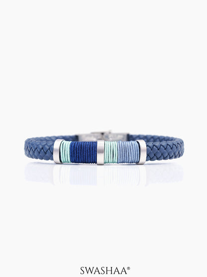 Noah Sky Dark Blue Mint Men's Leather Bracelet