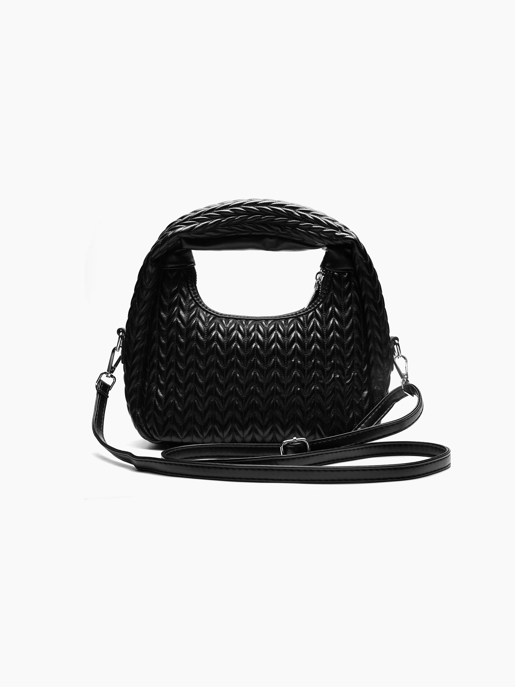 Noir Black Leather Shoulder Bag - Swashaa