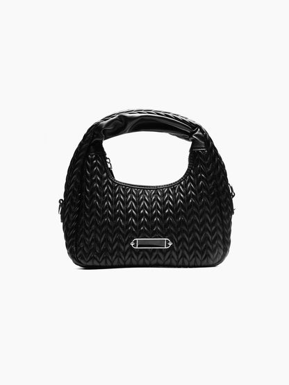 Noir Black Leather Shoulder Bag - Swashaa