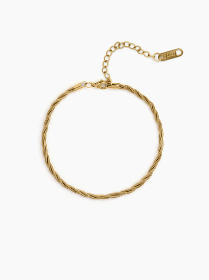 Nolina Twisted Rope & Snake Chain 18K Gold Plated Women's Anklets 