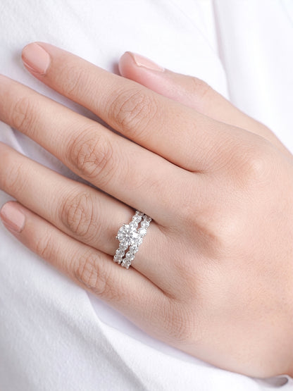 Nora Set Of 2 Silver Diamond Solitaire Women's Ring