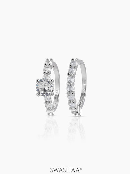 Nora Set Of 2 Silver Diamond Solitaire Women's Ring