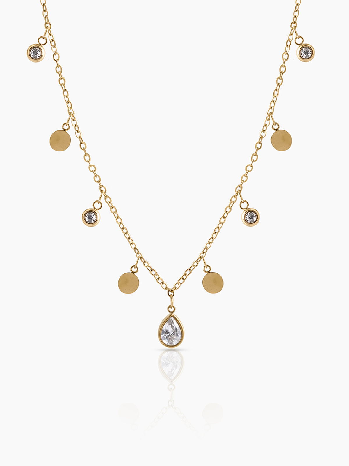 Noraya Teardrop Diamond Charms 18k Gold Plated Women's Chain Pendant Choker Necklace