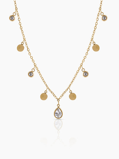 Noraya Teardrop Diamond Charms 18k Gold Plated Women's Chain Pendant Choker Necklace