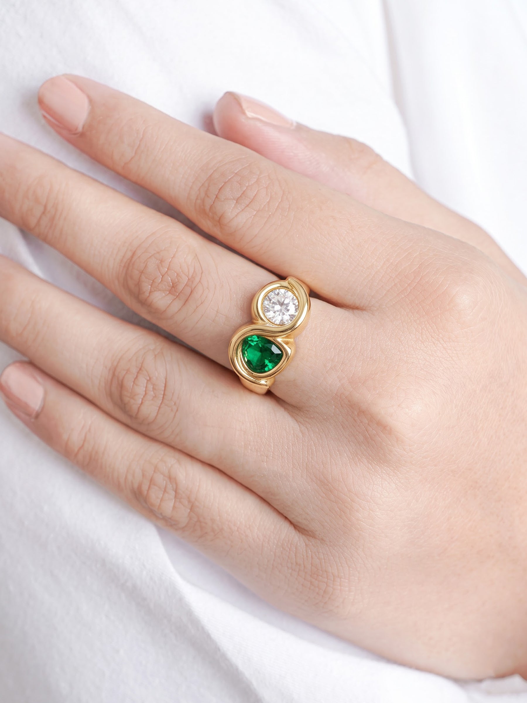 Noretta Green - White Diamond 18K Gold Plated Women's Ring