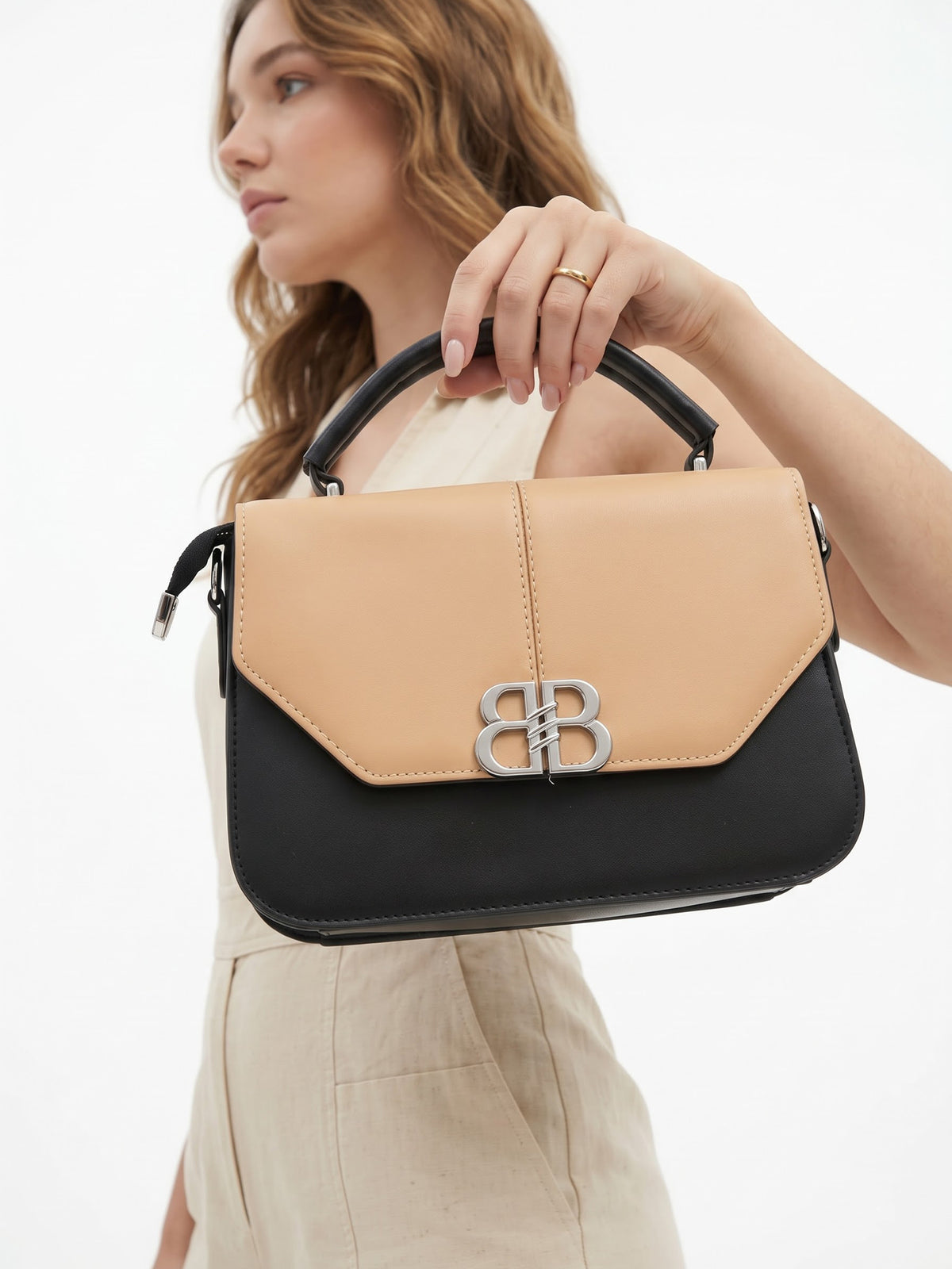 Novira Caremal - Black Leather Sling Bag - Swashaa