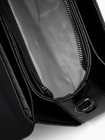 Novira Caremal - Black Leather Sling Bag - Swashaa