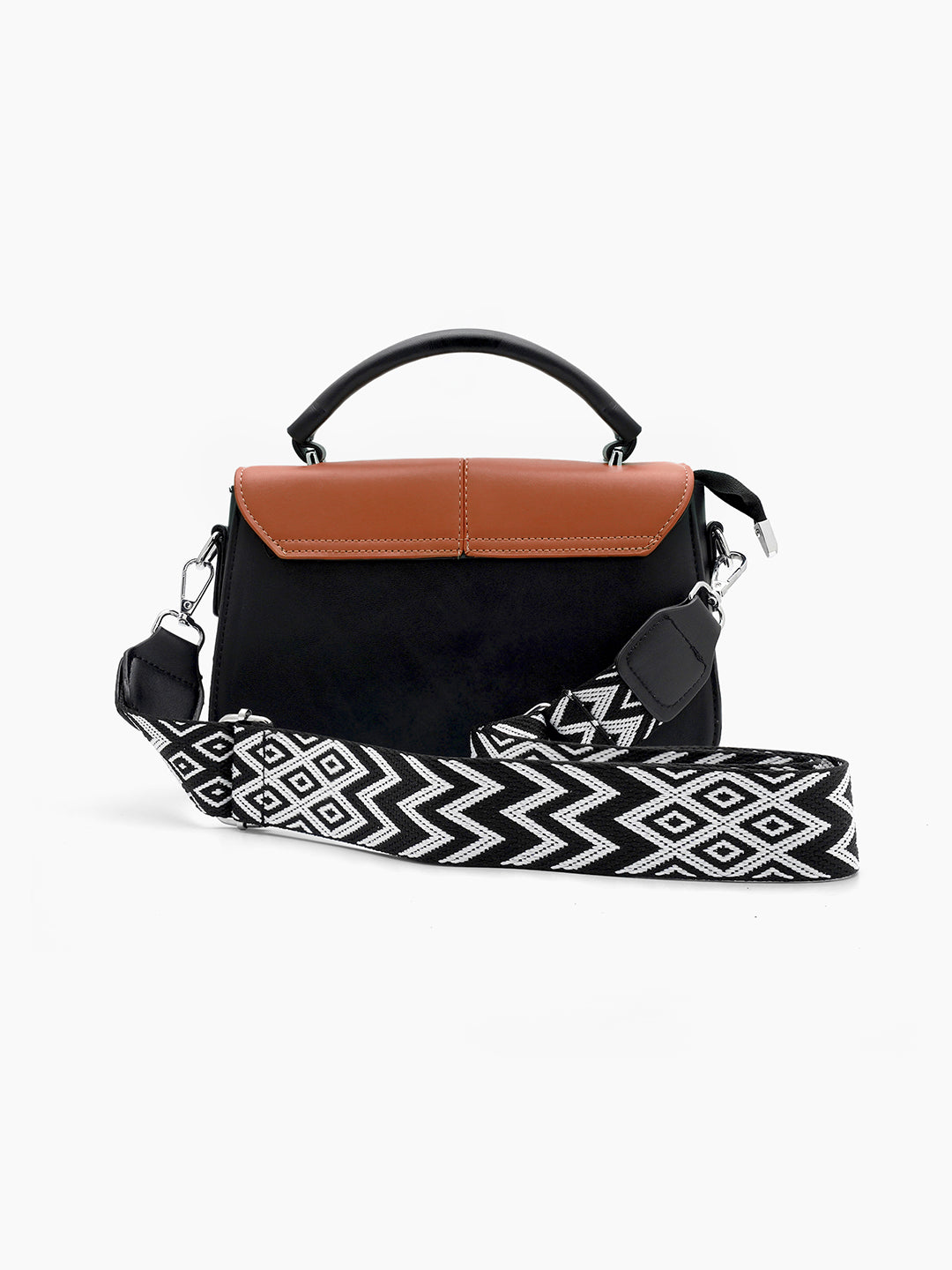 Novira Rust- Black Leather Sling Bag - Swashaa