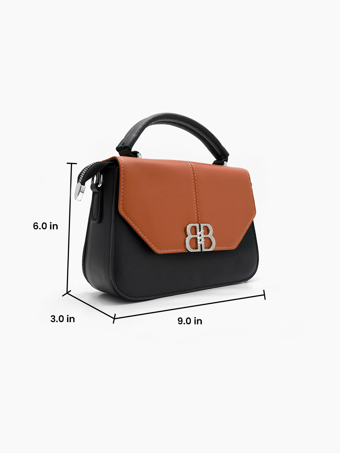 Novira Rust- Black Leather Sling Bag - Swashaa