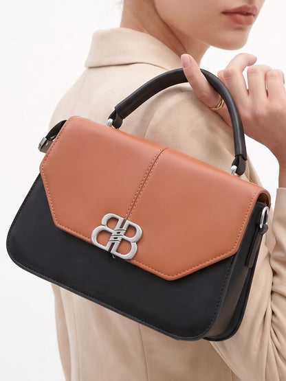 Novira Rust- Black Leather Sling Bag - Swashaa
