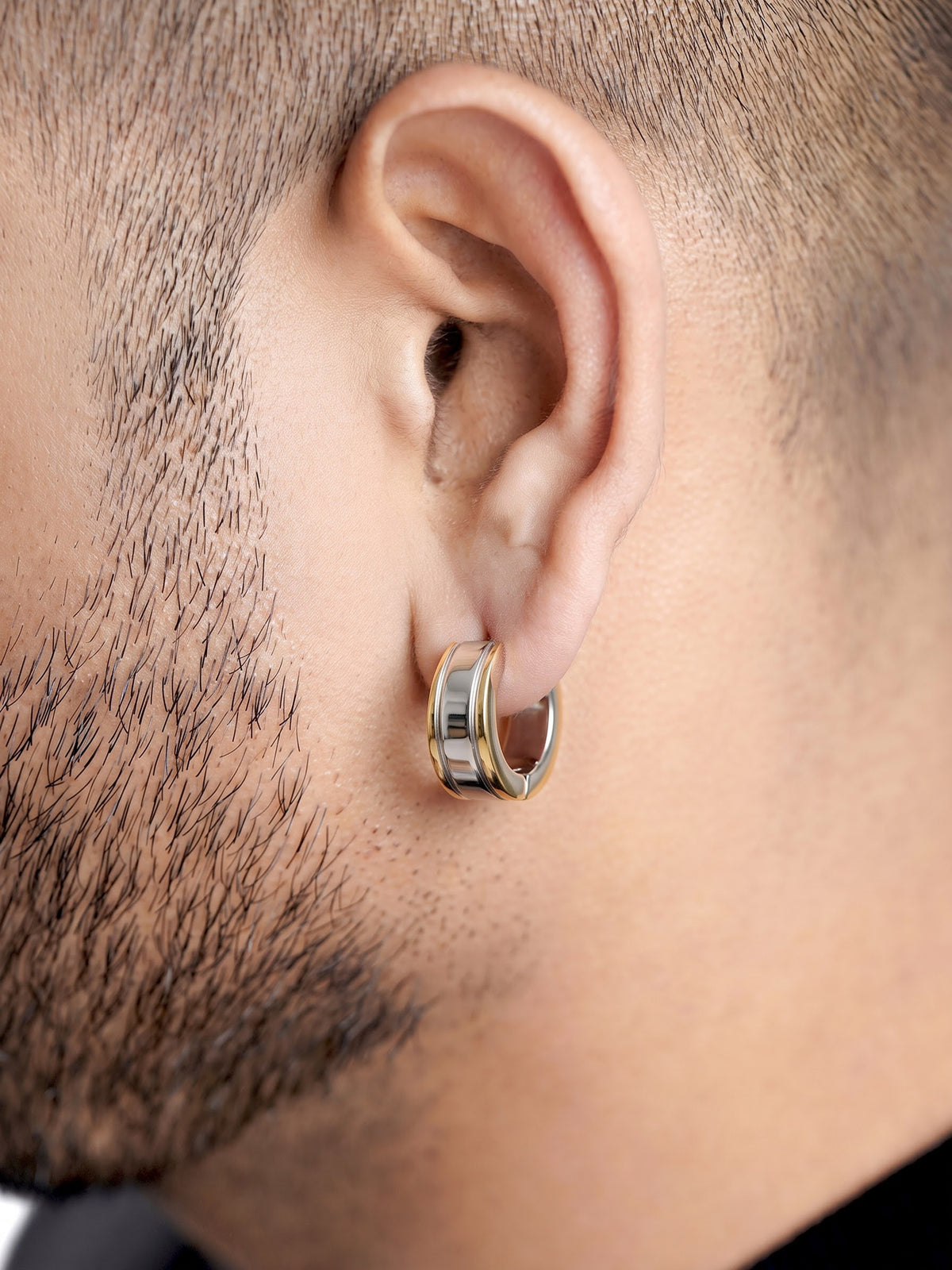 Nox Silver - 18K Gold Plated Huggies  Men's Hoop Earrings