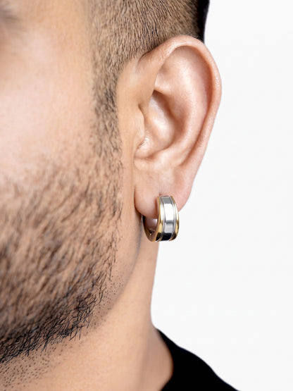 Nox Silver - 18K Gold Plated Huggies  Men's Hoop Earrings