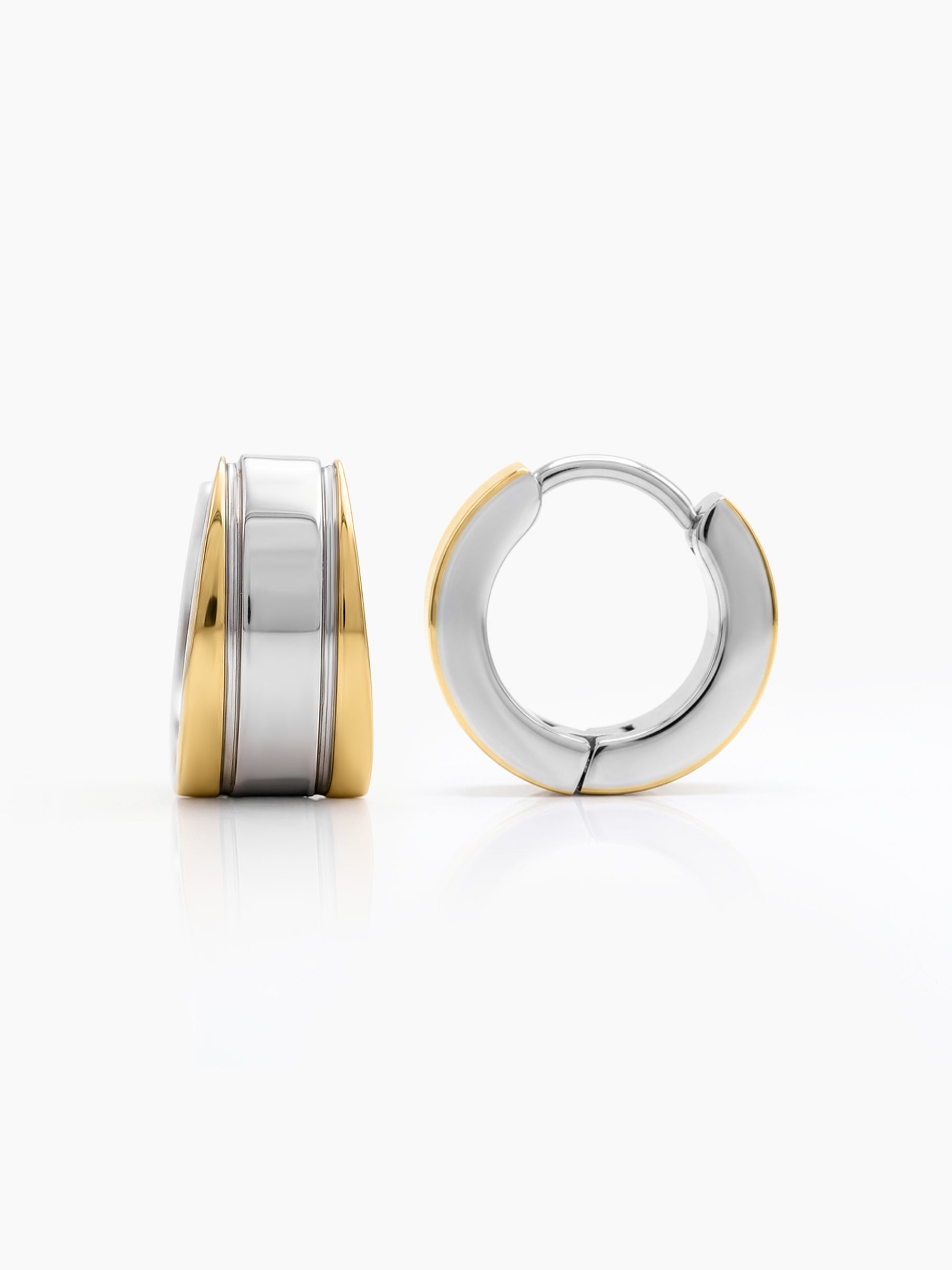Nox Silver - 18K Gold Plated Huggies  Men's Hoop Earrings