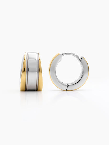 Nox Silver - 18K Gold Plated Huggies  Men's Hoop Earrings