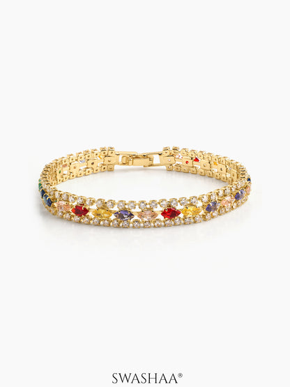 Nyessa Multi 18K Gold Plated Diamond Women's Tennis Loose Bracelet
