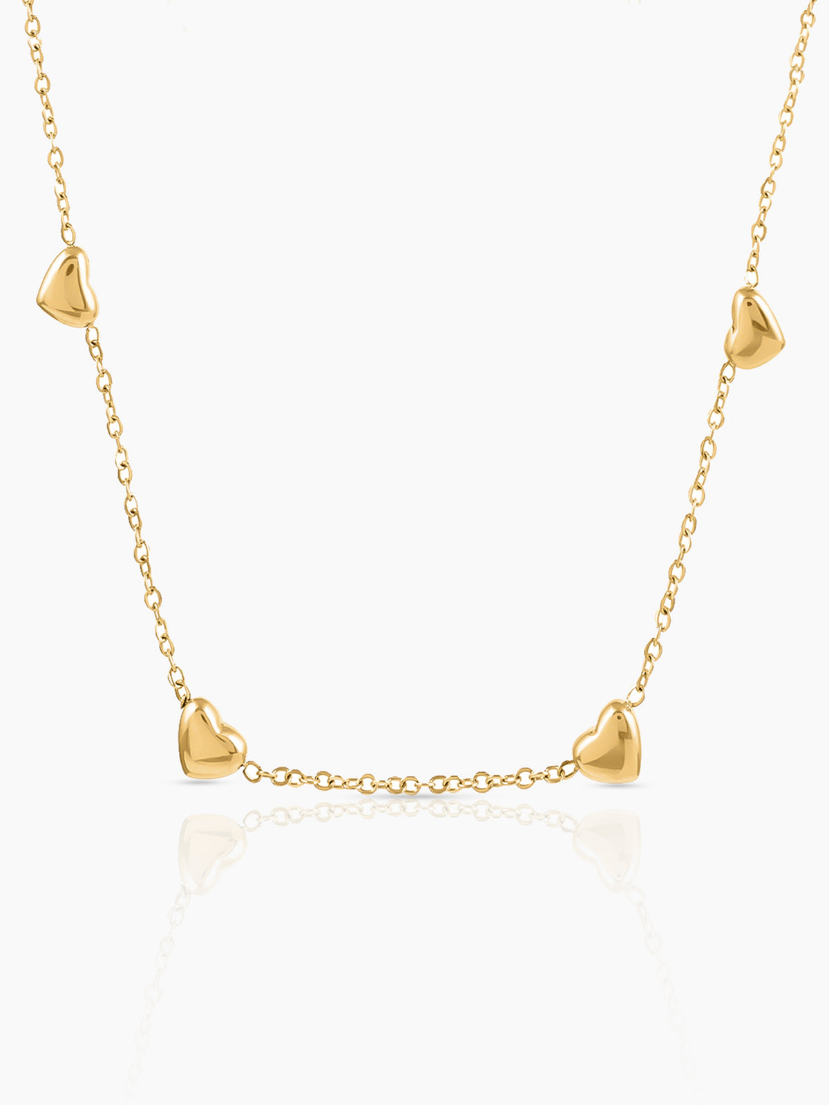 Nyle Heart Charms 18K Gold Plated Chain Necklace
