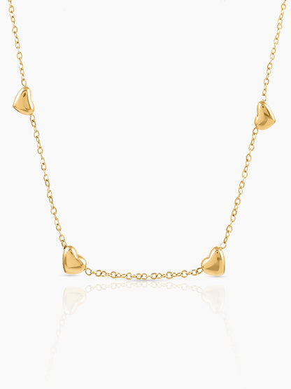 Nyle Heart Charms 18K Gold Plated Chain Necklace