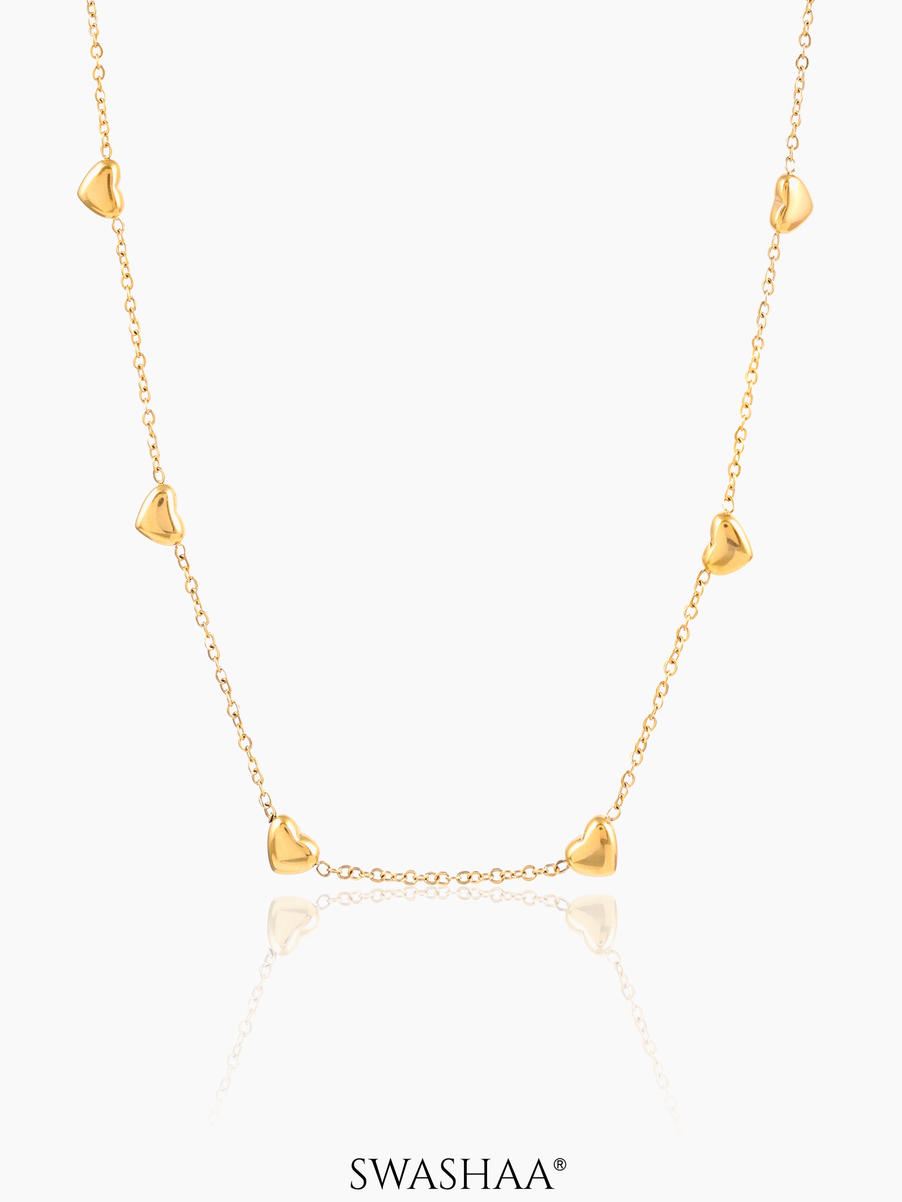 Nyle Heart Charms 18K Gold Plated Chain Necklace