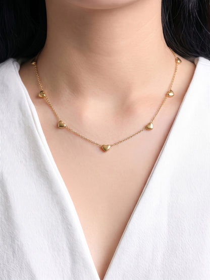 Nyle Heart Charms 18K Gold Plated Chain Necklace