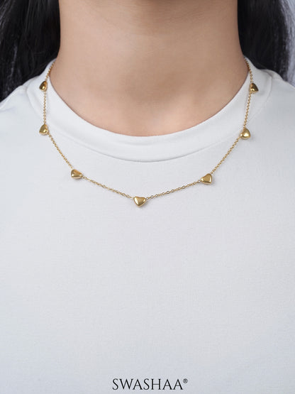 Nyle Heart Charms 18K Gold Plated Chain Necklace