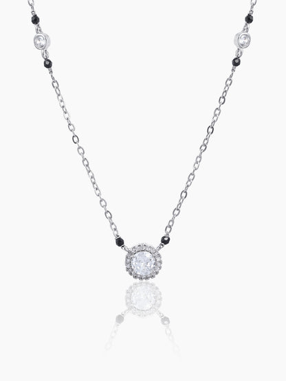 Nyra Diamond Solitaire Silver Mangalsutra