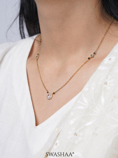 Nyra Diamond Solitaire 18K Gold Plated Mangalsutra