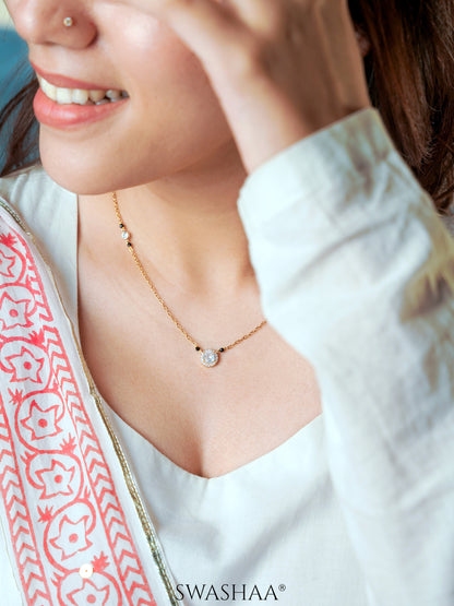 Nyra Diamond Solitaire 18K Gold Plated Mangalsutra