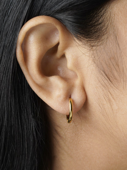 Nysa Solid Rounded 18K Gold Plated Mini Hoop Earrings