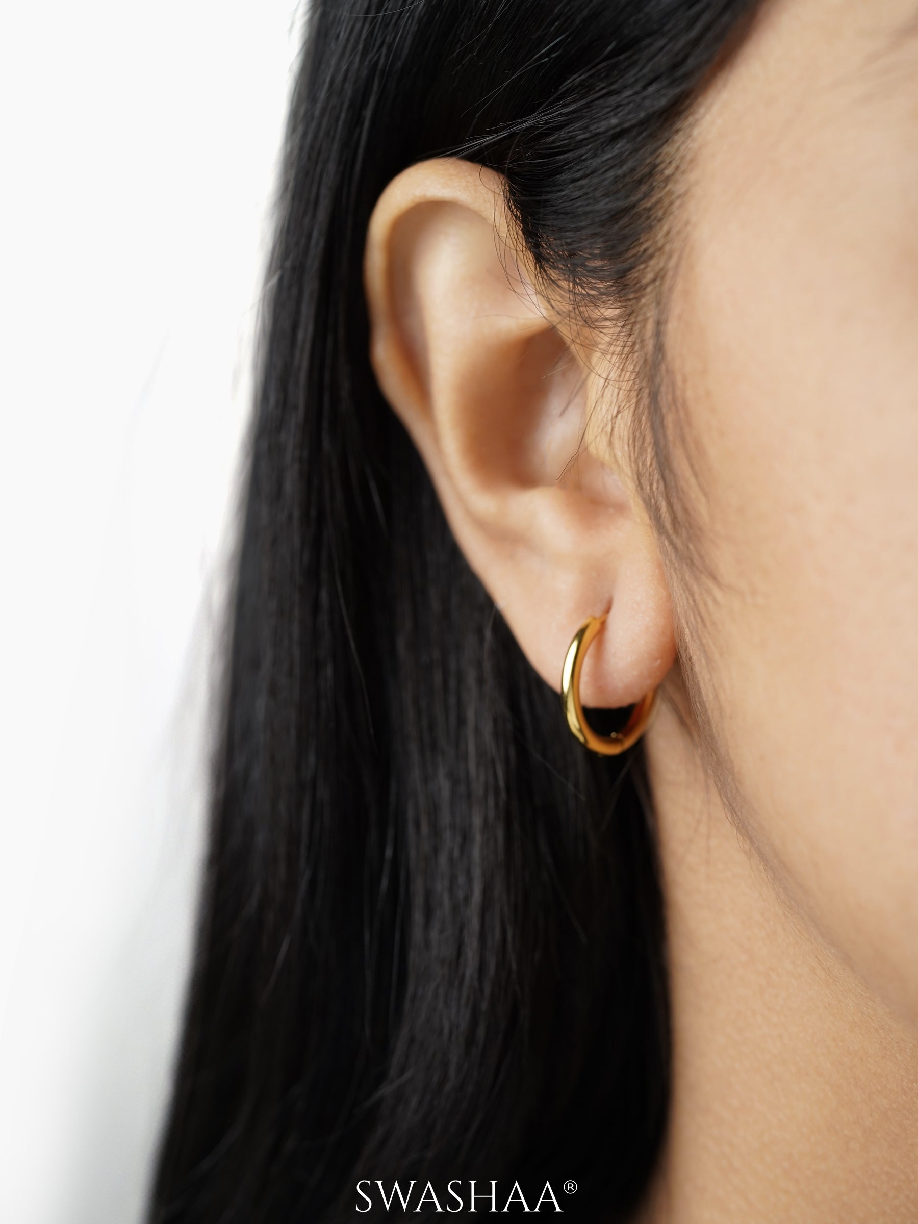 Nysa Solid 18K Gold Plated Women's Hoop Earrings