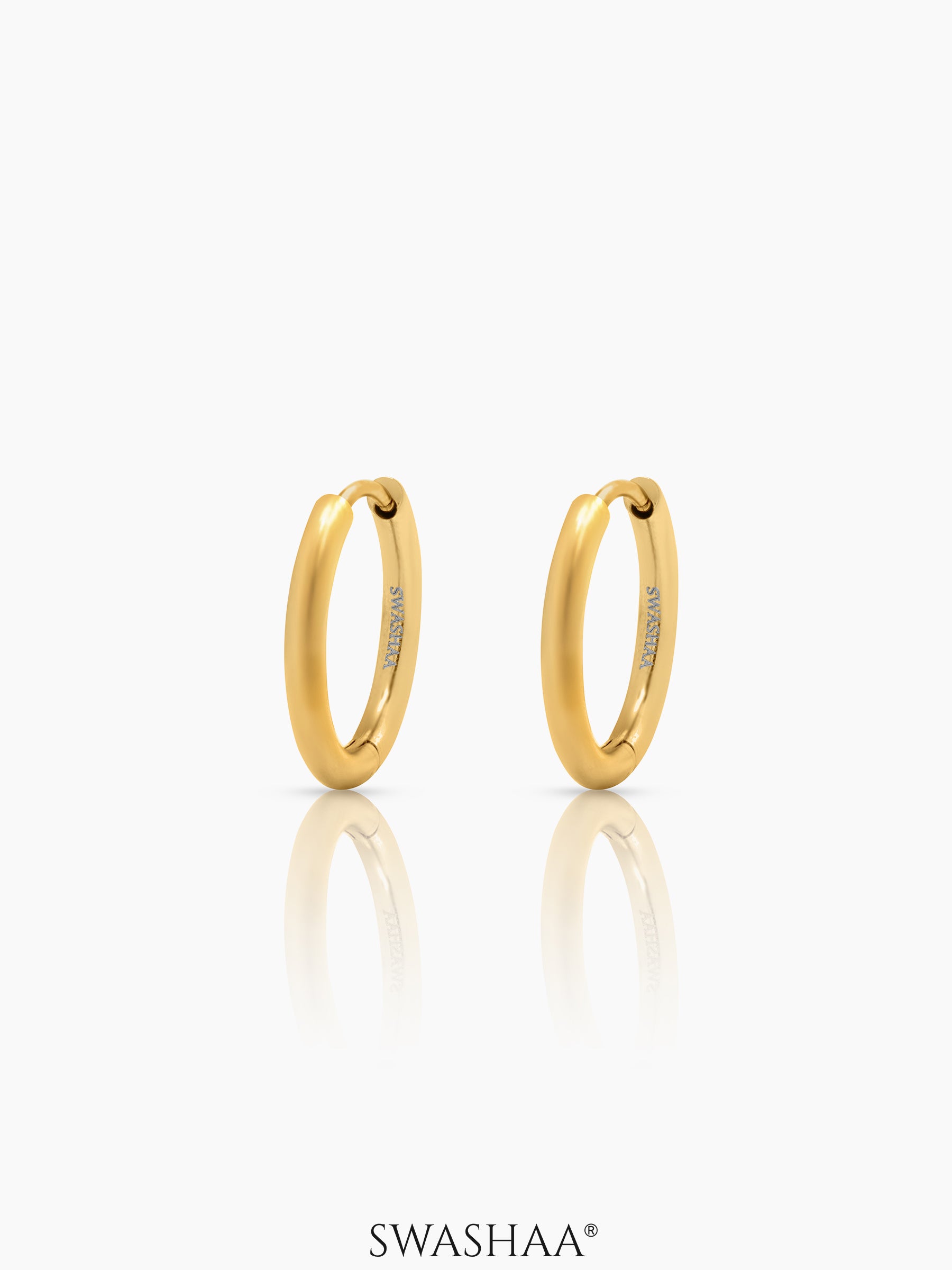 Nysa Solid Rounded 18K Gold Plated Mini Hoop Earrings