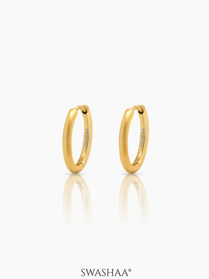 Nysa Solid Rounded 18K Gold Plated Mini Hoop Earrings