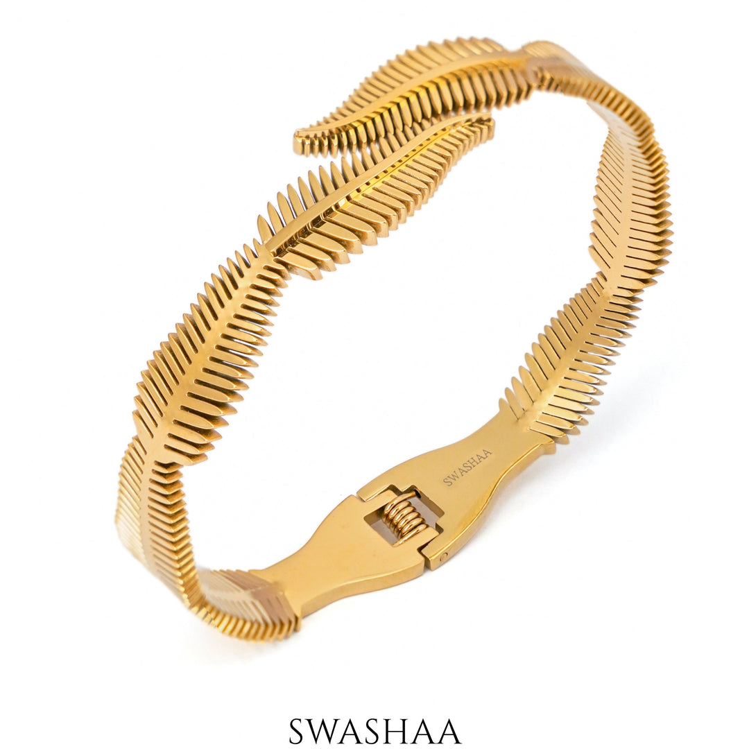 Oksana Leaf 18K Gold Plated Cuff Bracelet