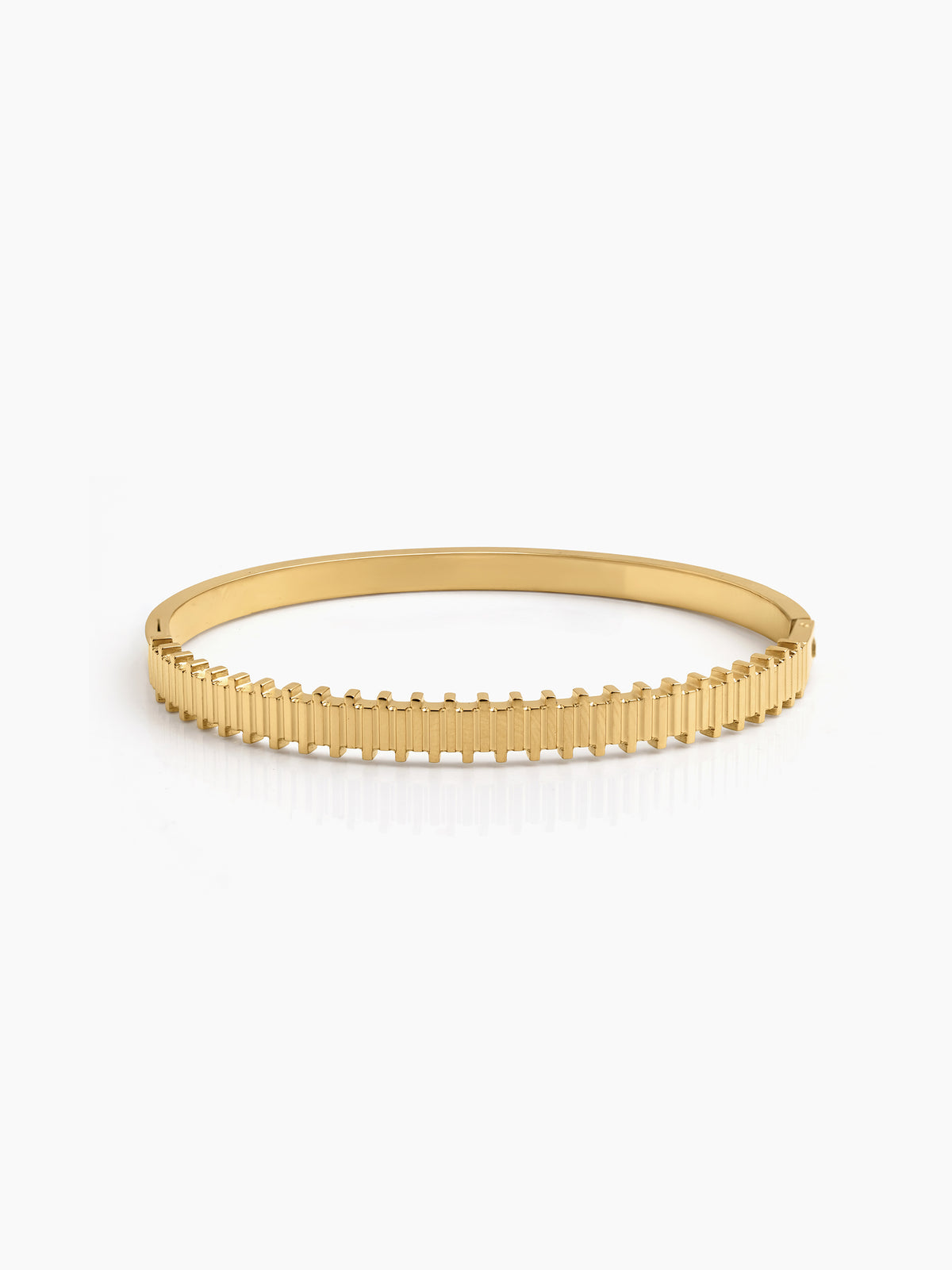 Octavia Ribbed 18K Gold Plated Women's Solid Band Bracelets