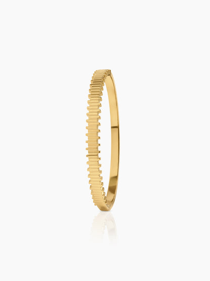 Octavia Ribbed 18K Gold Plated Women's Solid Band Bracelets