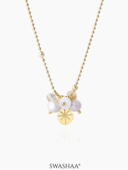 Odette Pearl Coin Charm 18K Gold Plated Necklace