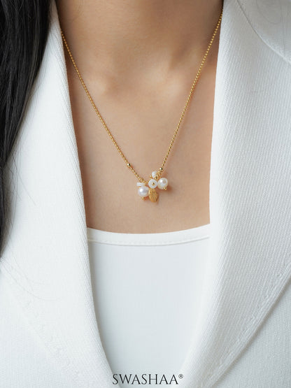 Odette Pearl Coin Charm 18K Gold Plated Necklace