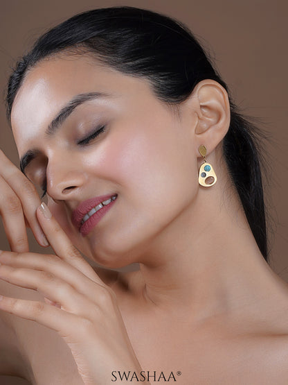 Odilia Trio Turquoise Stone 18K Gold Plated Drop Earrings