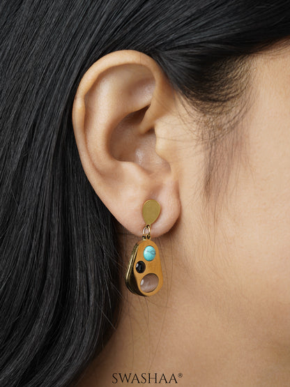 Odilia Trio Turquoise Stone 18K Gold Plated Drop Earrings