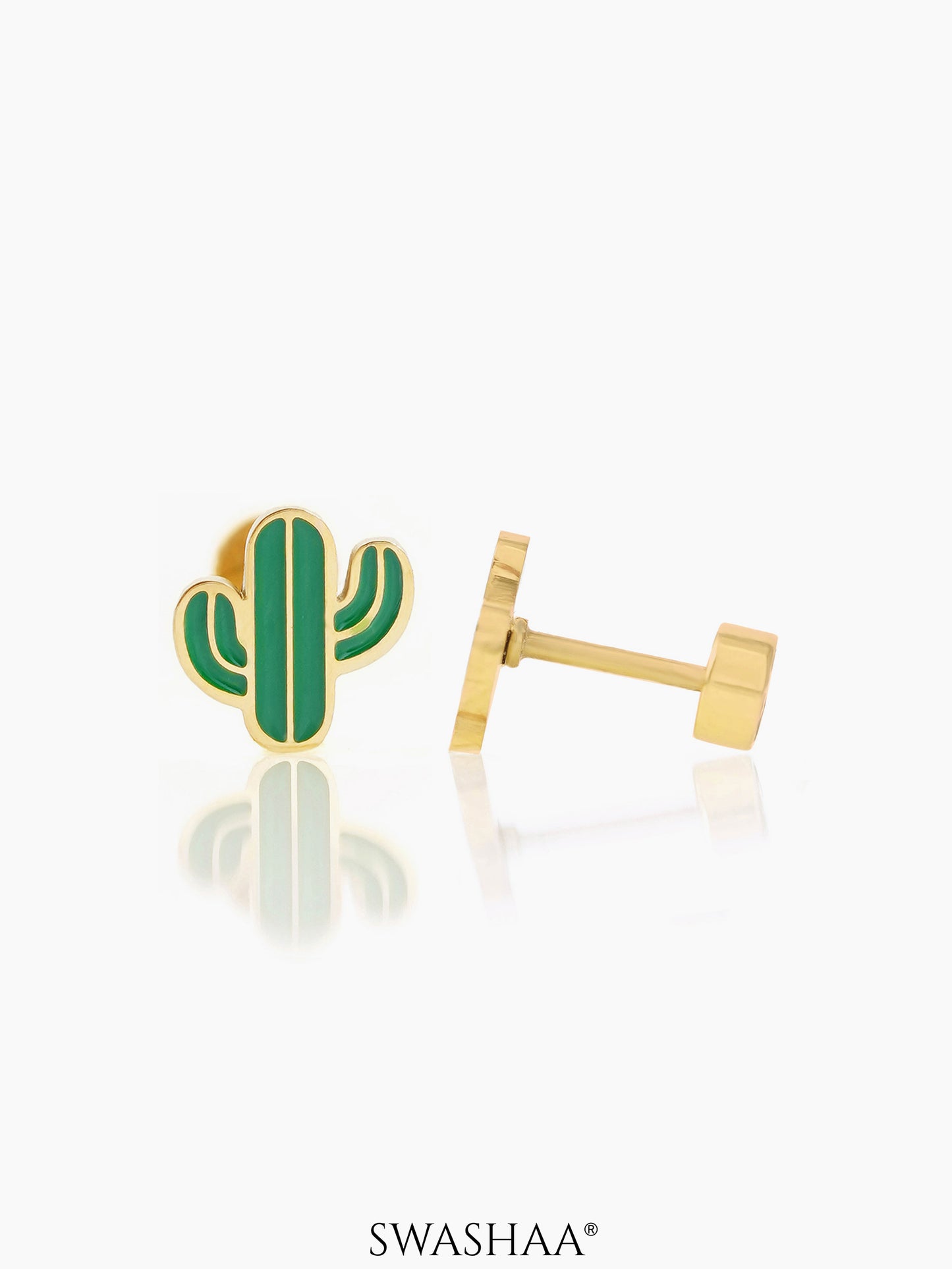 Oh Cactus 18K Gold Plated Kid's Earrings