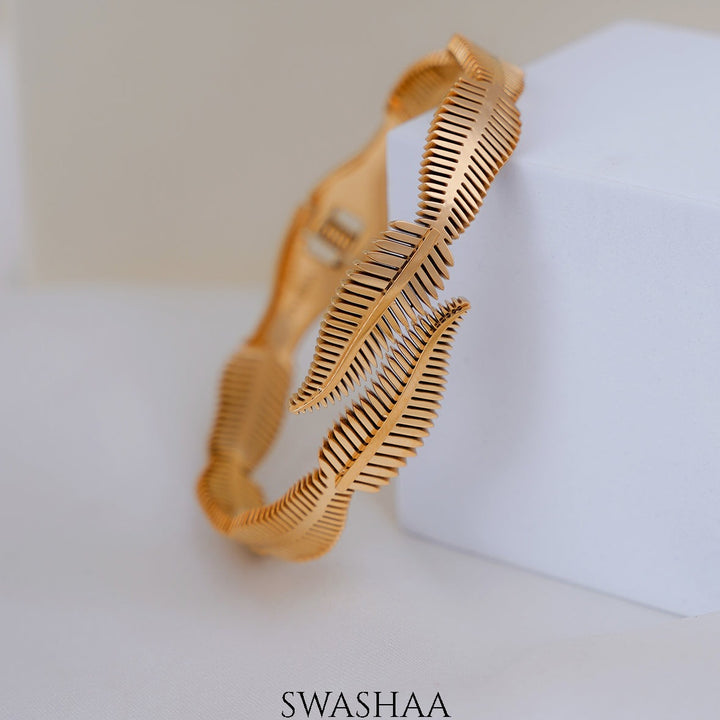 Oksana Leaf 18K Gold Plated Cuff Bracelet