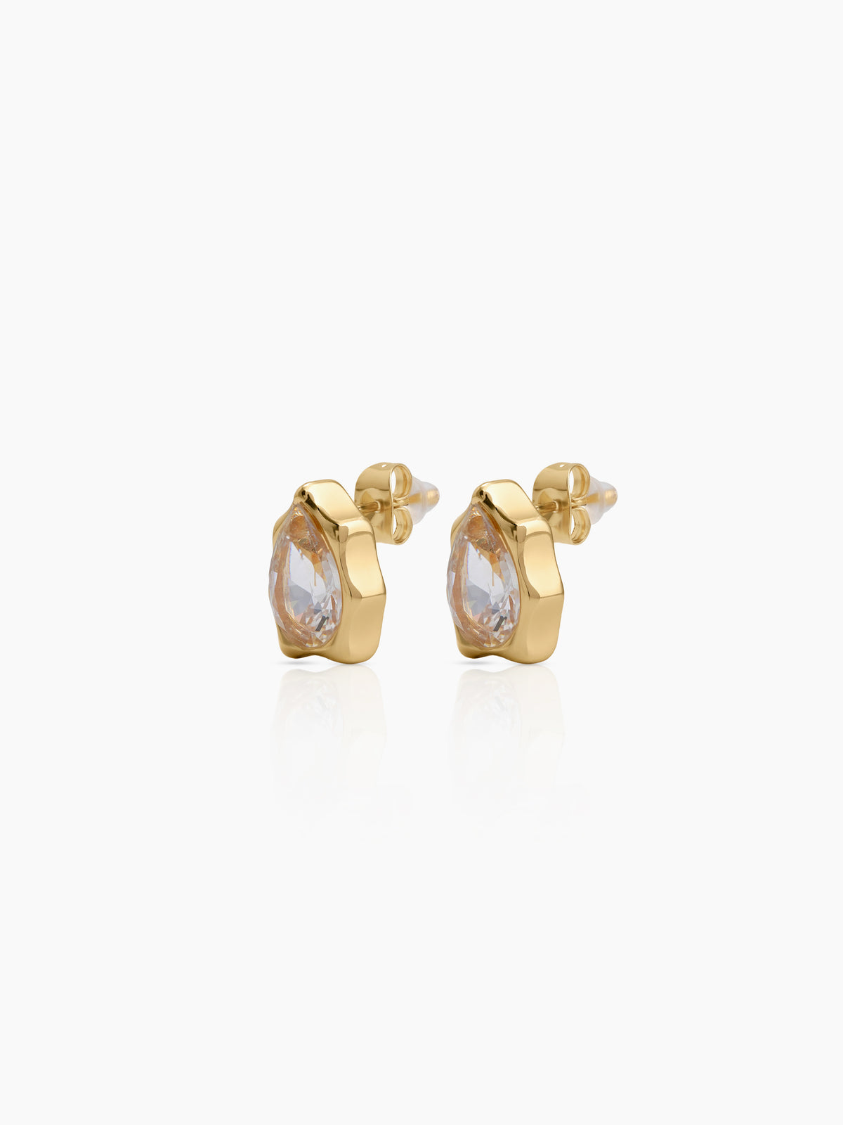 Oksana Solitaire 18K Gold Plated Women's Stud Earrings