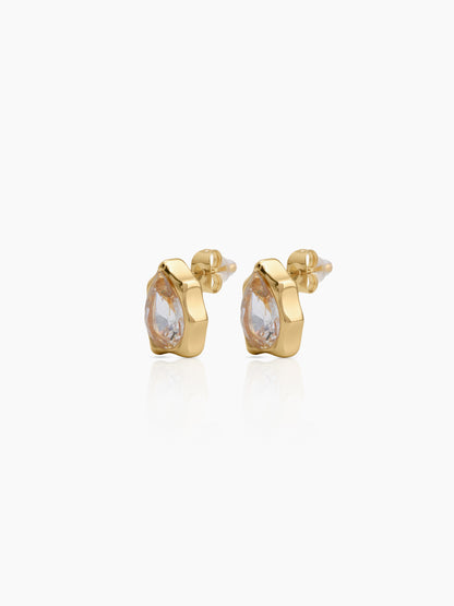 Oksana Solitaire 18K Gold Plated Women's Stud Earrings