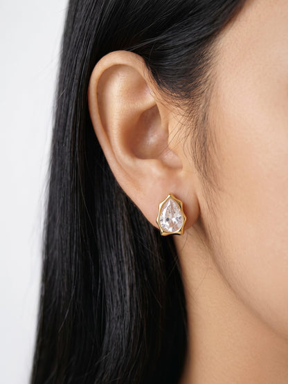 Oksana Solitaire 18K Gold Plated Women's Stud Earrings