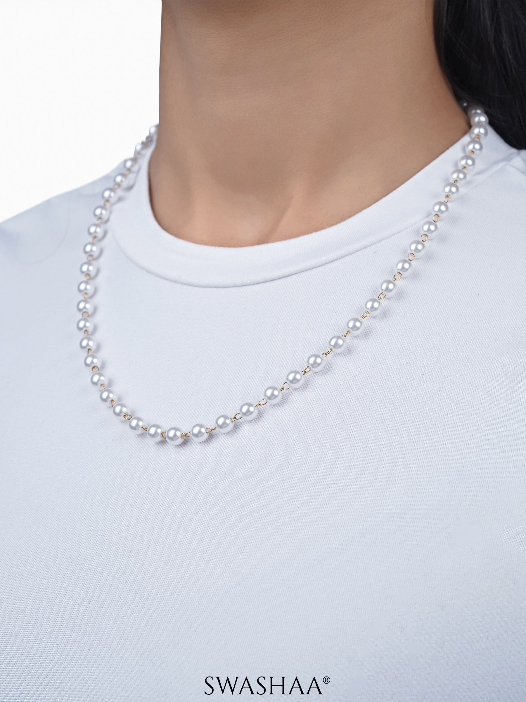 Olay Circular Pearl 18K Gold Plated Necklace