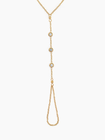 Olivet Bezal Trio Diamond Solitaire 18K Gold Plated Women's Ring Bracelet