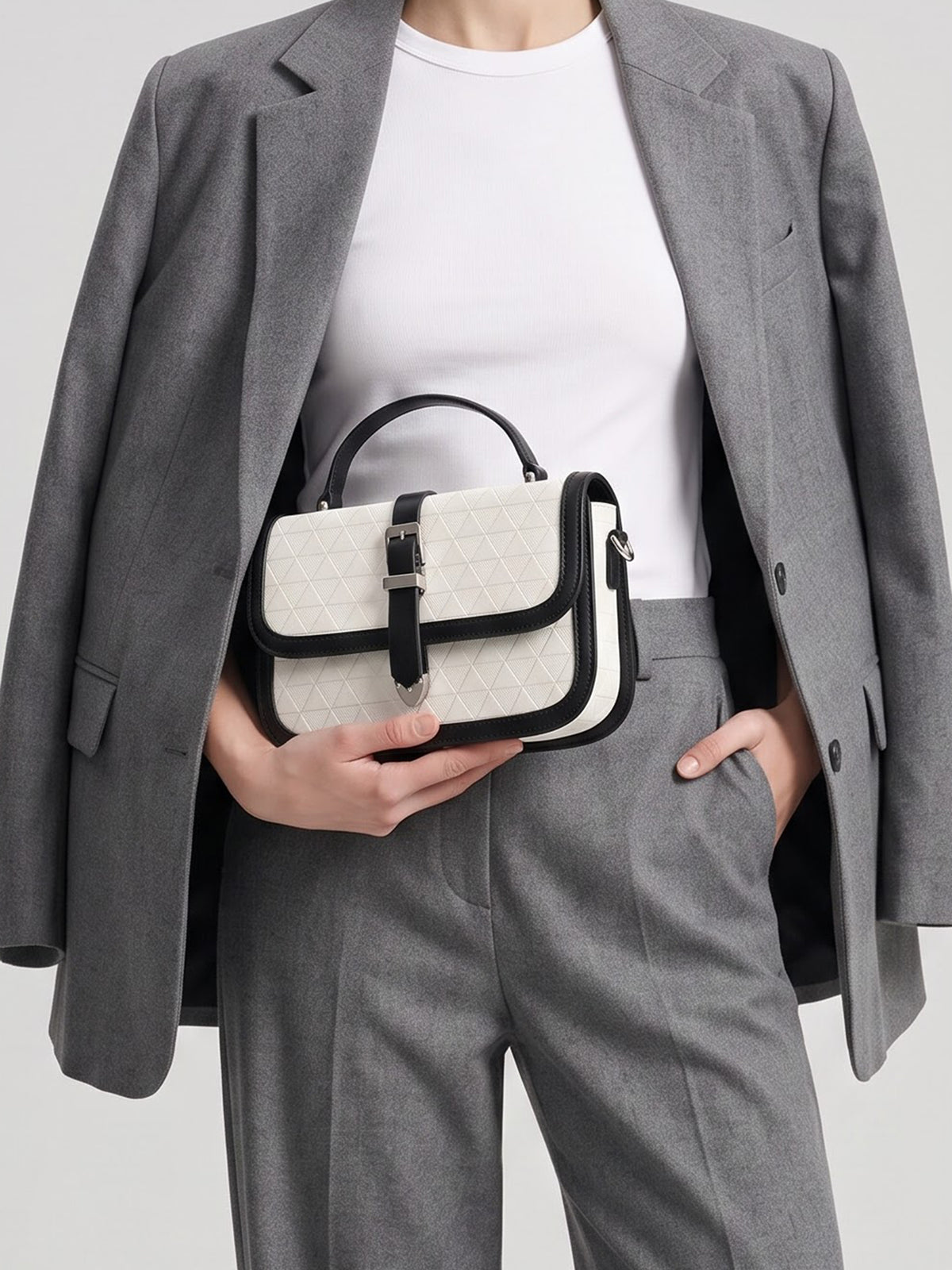 Olivia Black - White Classic Mini Bag - Swashaa