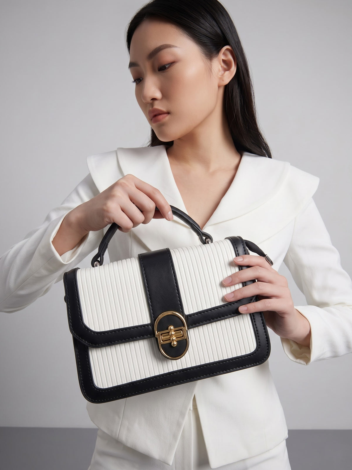 Olivia Black - White Classic Mini Bag - Swashaa